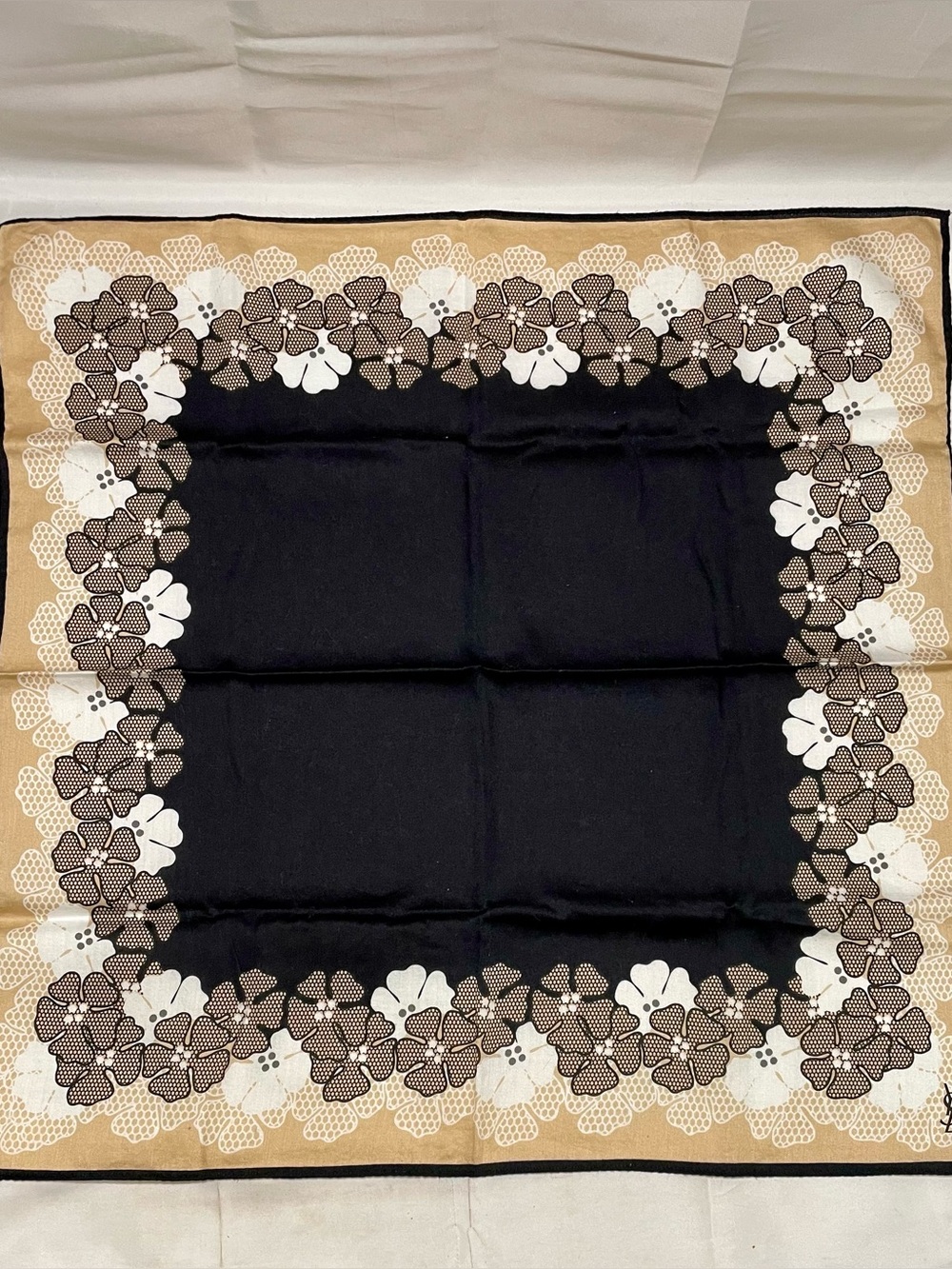 Yves Saint Laurent YSL Floral Cotton Handkerchief Pocket Square ✨VINTAGE✨